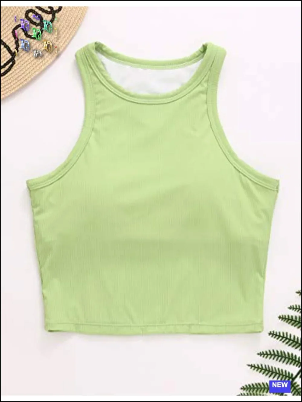 Longline Sports Bra with Built In Bra Racerback Ribbed Tank Top Yoga Crop